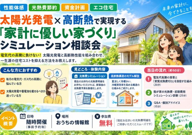 太陽光発電×高断熱で実現する「家計に優しい家づくり」シミュレーション相談会