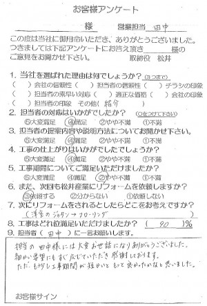 【埼玉県三郷市】ライオンズマンション水回りリフォームI様よりアンケートをいただきました!