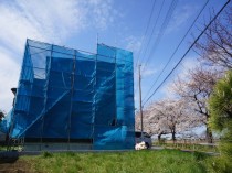 【埼玉県北葛飾郡松伏町】S様邸の現場チェック･安全パトロール。桜が満開で景色も現場もきれいでした。