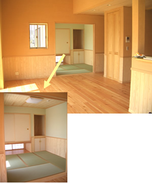 K様邸リビング_和室と洋室